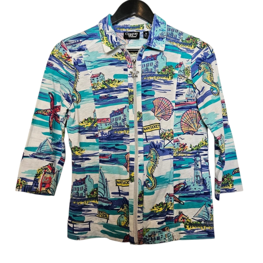 Onque Casuals Blue and White Casual Jacket